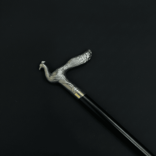 Peacock Walking Cane – Luxury Brass Handle with Black Shaft