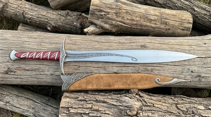 Fantasy Elven Sword with Decorative Scabbard